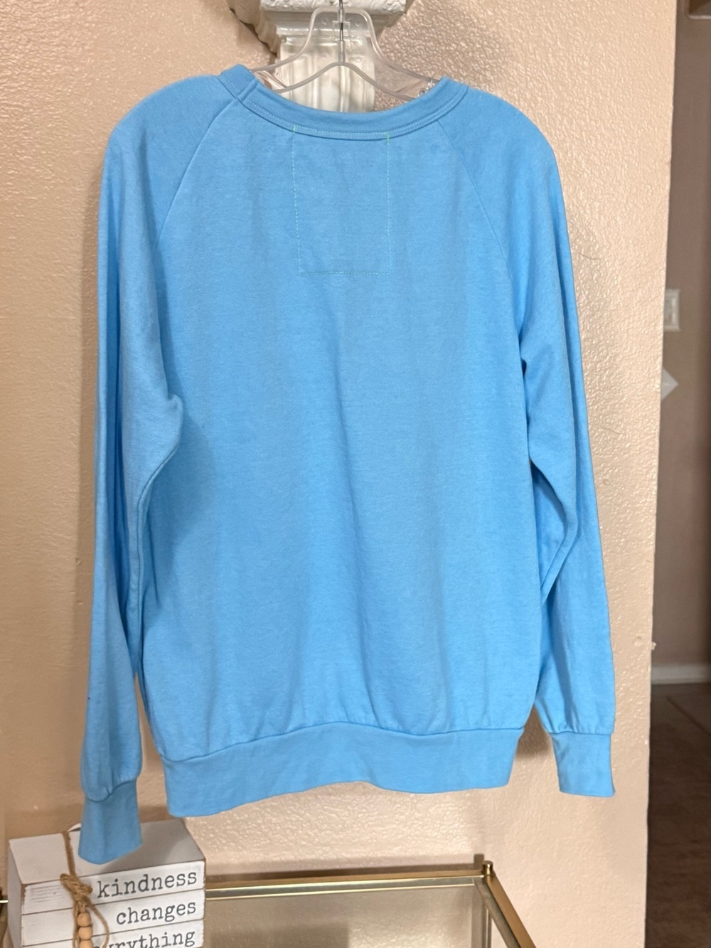 Aviator Nation Sky Blue Crewneck with Navy Logo & Sunset Stripes - Picture 3 of 9